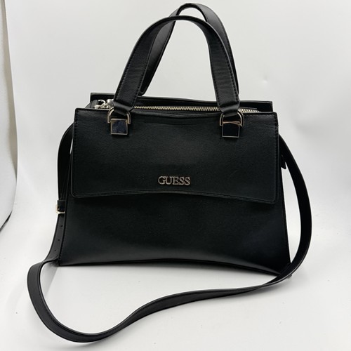 Guess black leather top - leather, handle