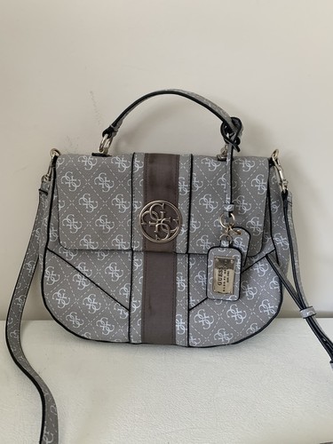 Grey white guess handbag - grey,