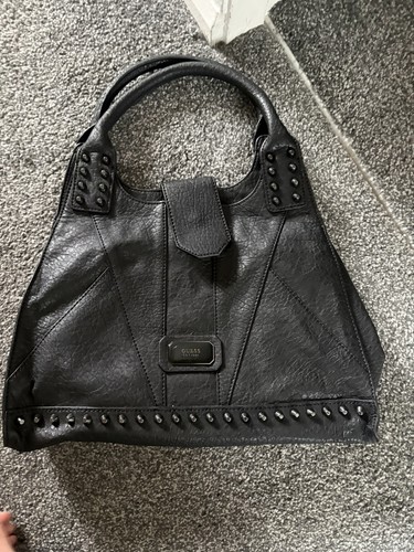 Guess black studded satchel - black,
