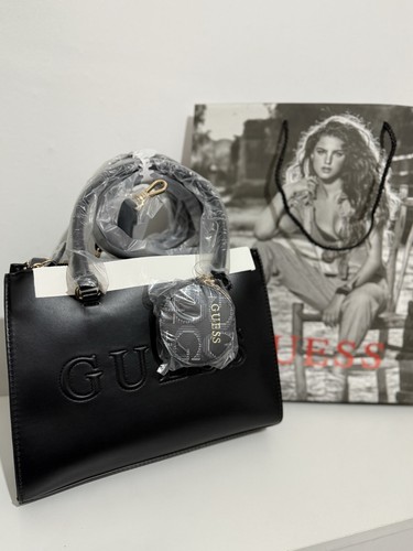 Guess black satchel handbag - black,