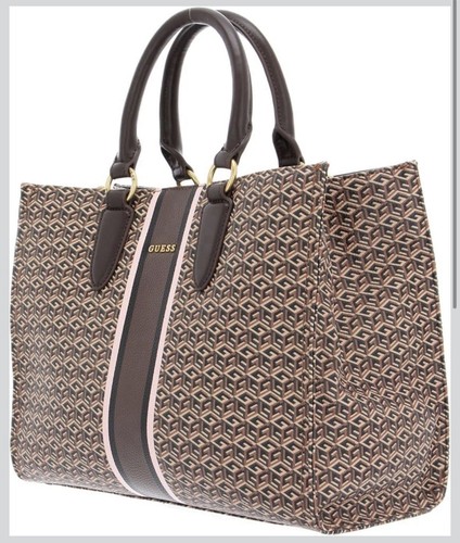 Guess large tote handbag brown - handbag,