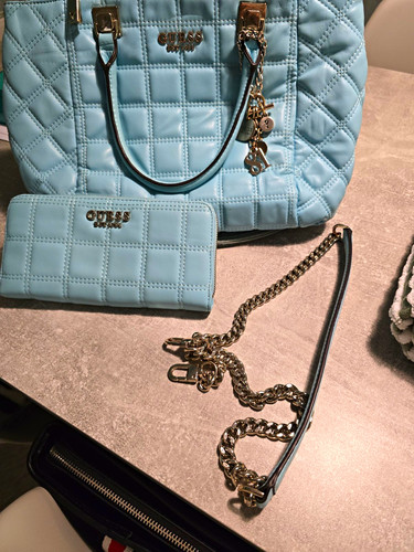Guess blue quilted satchel - guess,